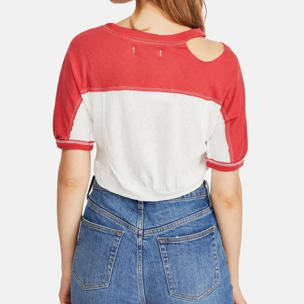 NWT New Free People Colorblock Field Goal Crop T-Shirt Size M